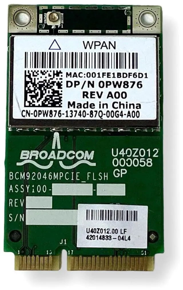 Alt view image 4 of 6 - Dell Broadcom DW370 PCI-E 370 Wireless Bluetooth Card PW876