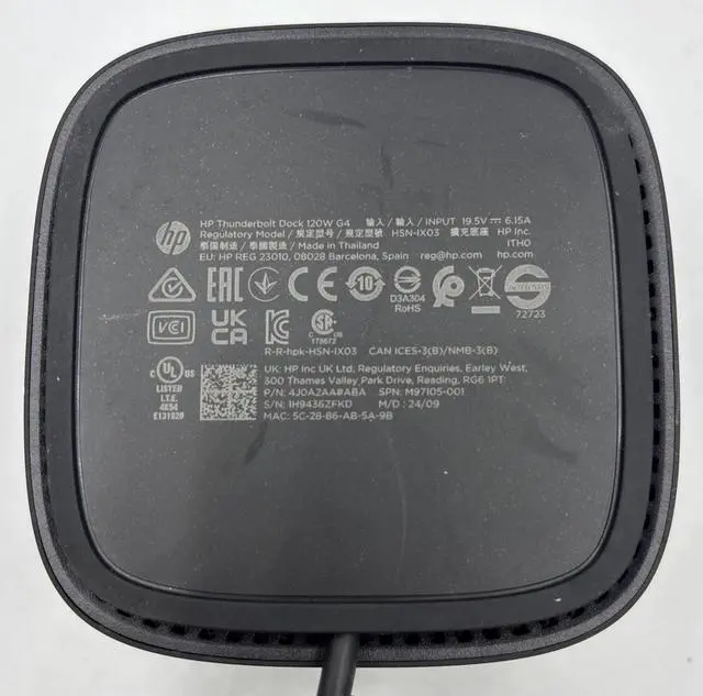 Alt view image 7 of 8 - HP Thunderbolt Dock 280W G4 with Combo Cable 4J0G4AA - OEM