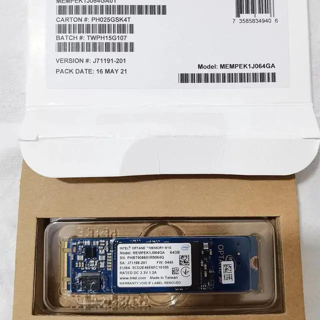 Alt view image 8 of 8 - Intel MEMPEK1J016GAL 16GB Solid State Drive M.2 2280 - PCIe 3.0 x2 NVMe - For Intel Optane Memory M10