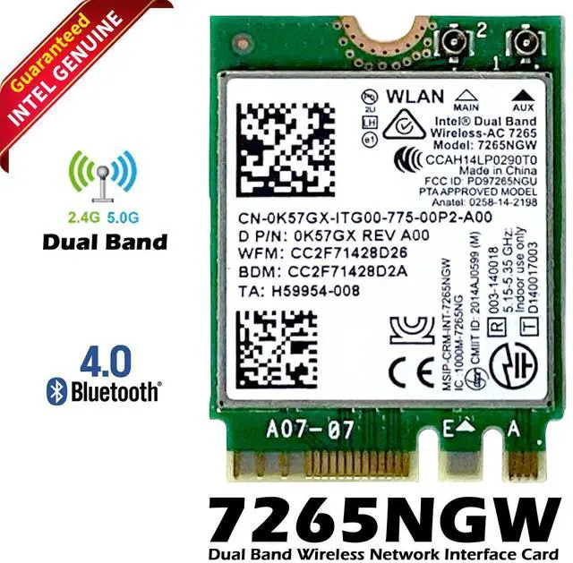 Main image of Dell Latitude E7250 E7450 E5450 E5550 7265NGW Dual Band WLAN Wi-Fi Card K57GX