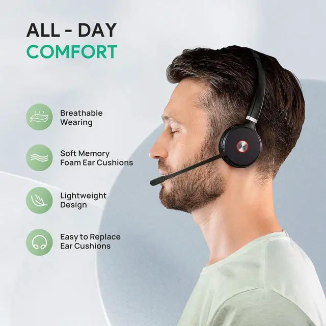 Alt view image 10 of 11 - Yealink WH62 Wireless Headset with Microphone for PC Computer Laptop Zoom Teams Certified Headset for Office IP VoIP Phones DECT Headset SIP Phone for Unified Communication