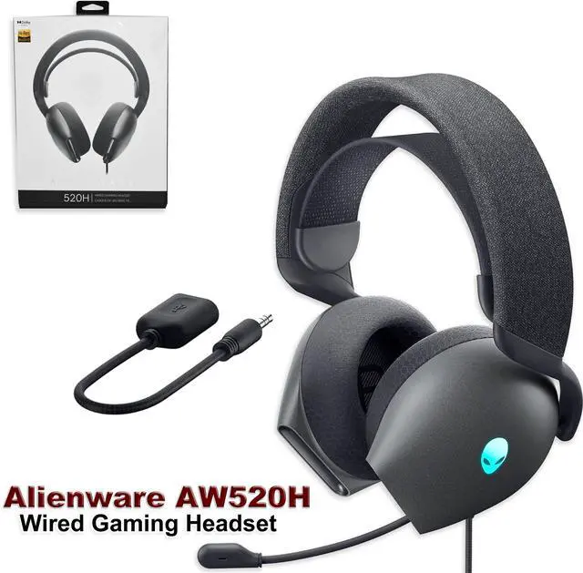 Alt view image 2 of 7 - Dell Alienware AW520H Wired Gaming Headset w/Microphone Black 0WVHP