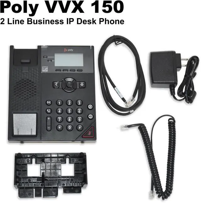 Alt view image 2 of 7 - HP Poly VVX 150 2-Line IP Phone with AC Power Adapter 911M9AA#ABA 2200-48810-001