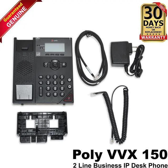 Main image of HP Poly VVX 150 2-Line IP Phone with AC Power Adapter 911M9AA#ABA 2200-48810-001