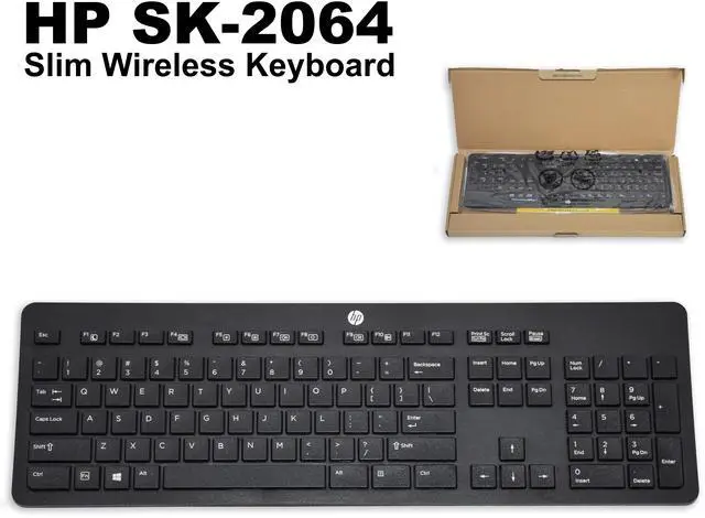 Alt view image 2 of 7 - HP SK-2064 Wireless Slim Keyboard US QWERTY Black 803183-001 803841-001