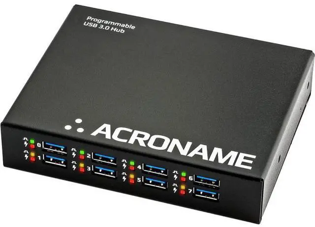 Main image of Acroname USBHub3+ 9-Port Programmable Industrial USB 3.2 Gen 1 Hub, 5Gbps, Per-Port Power Control & Monitoring, 5A Fast Charge, DIN Rail, ESD Protected