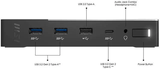 Alt view image 3 of 7 - MSI USB-C Gen2 Docking Station MS-1P15 4K HDMI DP LAN 10Gbps No Power Adapter
