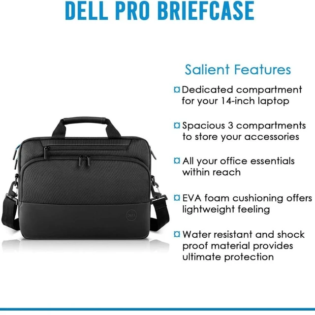 Alt view image 4 of 7 - Dell Pro Briefcase 14 PO1420C - Dell EcoLoop Laptop Sleeve for up to 14" Laptops, Shock-Absorbing EVA Foam, Solution-Dyed Eco-Friendly Fabric - 8NW0J - Black