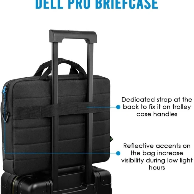 Alt view image 7 of 7 - Dell Pro Briefcase 14 PO1420C - Dell EcoLoop Laptop Sleeve for up to 14" Laptops, Shock-Absorbing EVA Foam, Solution-Dyed Eco-Friendly Fabric - 8NW0J - Black