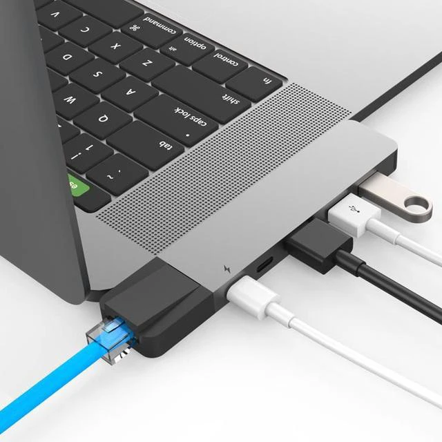 Alt view image 3 of 5 - Sanho HyperDrive GN28N-GRAY NET 6-in-2 USB-C Hub, Gigabit Ethernet, 4K HDMI, Space Gray for MacBook Pro/Air