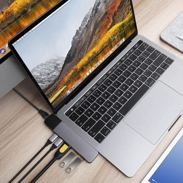 Alt view image 2 of 5 - Sanho HyperDrive GN28N-GRAY NET 6-in-2 USB-C Hub, Gigabit Ethernet, 4K HDMI, Space Gray for MacBook Pro/Air