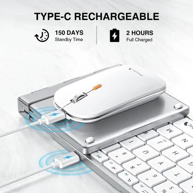 Alt view image 4 of 7 - ProtoArc XKM01 Foldable Bluetooth Keyboard and Mouse for Business and Travel White Silver