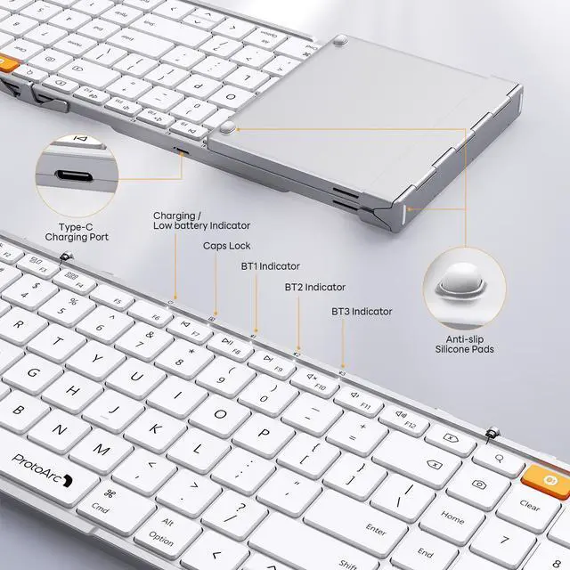 Alt view image 7 of 7 - ProtoArc XK01-A Portable Bluetooth Folding Keyboard with Number Pad for Mac, iPad, iPhone