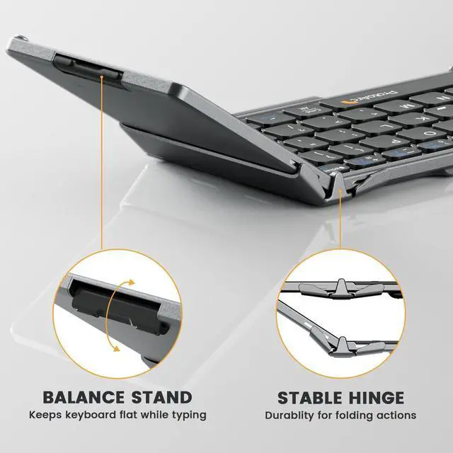 Alt view image 5 of 7 - ProtoArc Foldable Bluetooth Keyboard with Touchpad, XK02 Folding Wireless Keyboard for Travel, Pocket-Sized Compact Portable Keyboard for iPad iPhone Tablet Laptop Windows iOS Android
