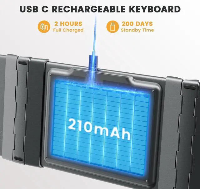 Alt view image 6 of 7 - ProtoArc Foldable Bluetooth Keyboard with Touchpad, XK02 Folding Wireless Keyboard for Travel, Pocket-Sized Compact Portable Keyboard for iPad iPhone Tablet Laptop Windows iOS Android