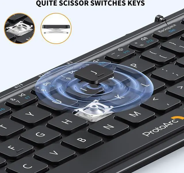 Alt view image 4 of 7 - ProtoArc Foldable Compact Keyboard and Mouse, XKM01 Mini Folding Portable Bluetooth Keyboard Mouse Set, Small Travel Keyboard for iPad iPhone Mac Android Windows iOS, Sync Up to 3 Devices