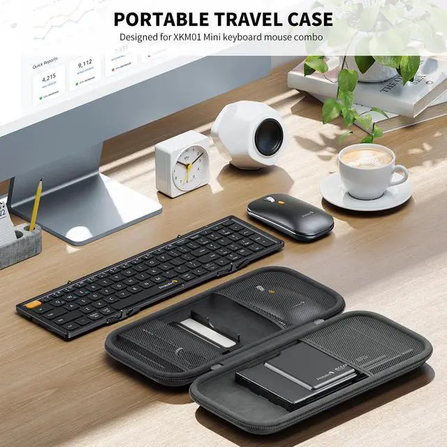 Alt view image 6 of 7 - ProtoArc Foldable Compact Keyboard and Mouse, XKM01 Mini Folding Portable Bluetooth Keyboard Mouse Set, Small Travel Keyboard for iPad iPhone Mac Android Windows iOS, Sync Up to 3 Devices
