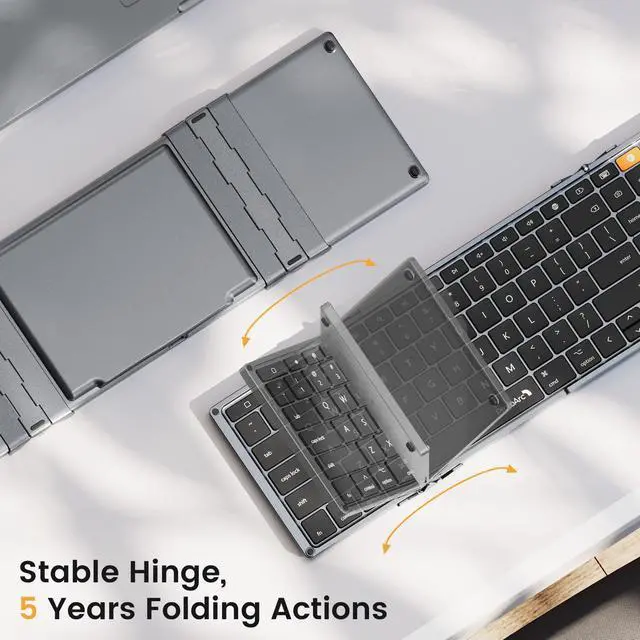 Alt view image 3 of 7 - ProtoArc XKM01 Foldable Keyboard and Mouse Combo for iPad, Portable Tablet Keyboard with Case, Full-Size Bluetooth Travel Keyboard for iPad/iPad Pro/iPad Air/Mini, iPhone, MacBook, iMac