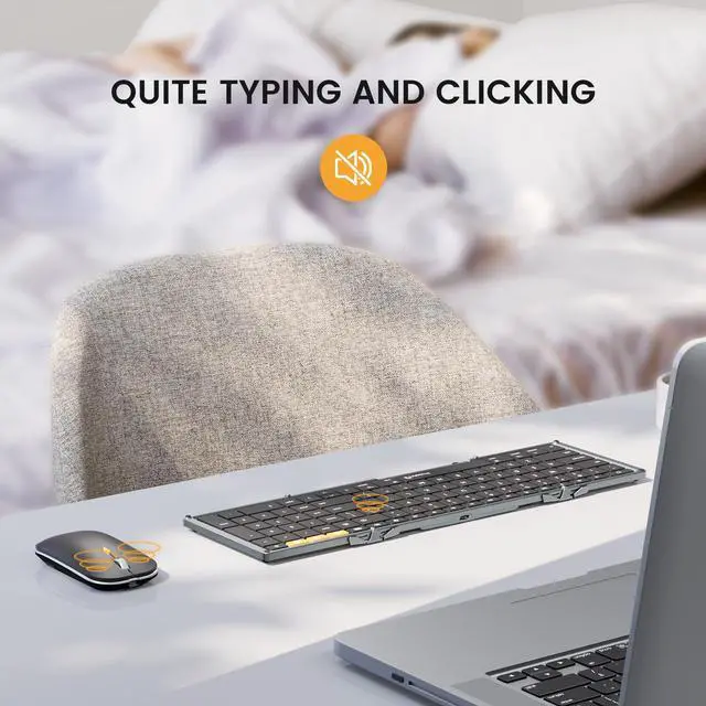 Alt view image 5 of 7 - ProtoArc XKM01 Foldable Keyboard and Mouse Combo for iPad, Portable Tablet Keyboard with Case, Full-Size Bluetooth Travel Keyboard for iPad/iPad Pro/iPad Air/Mini, iPhone, MacBook, iMac