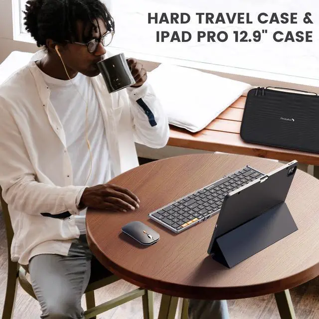 Alt view image 7 of 7 - ProtoArc XKM01 Foldable Keyboard and Mouse Combo for iPad, Portable Tablet Keyboard with Case, Full-Size Bluetooth Travel Keyboard for iPad/iPad Pro/iPad Air/Mini, iPhone, MacBook, iMac