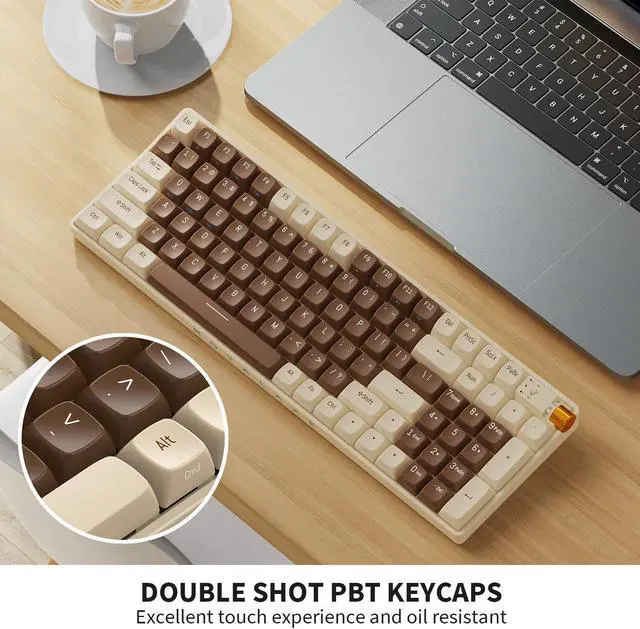 Alt view image 4 of 6 - ProtoArc X RoyalAxe R100 Mechanical Keyboard, Gateron G Pro 3.0 Yellow Switch, Hot Swappable Wired/Bluetooth/2.4G Wireless Keyboard with RGB Light for Windows & Mac, PBT Keycaps