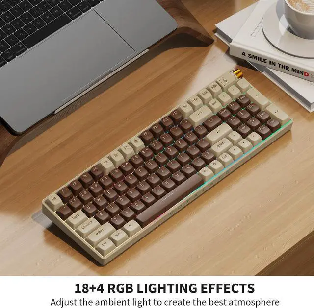 Alt view image 3 of 6 - ProtoArc X RoyalAxe R100 Mechanical Keyboard, Gateron G Pro 3.0 Yellow Switch, Hot Swappable Wired/Bluetooth/2.4G Wireless Keyboard with RGB Light for Windows & Mac, PBT Keycaps