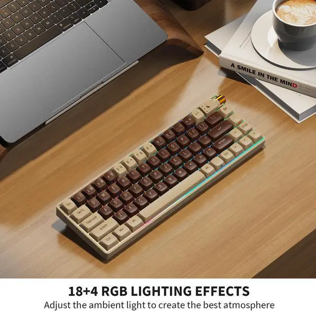 Alt view image 6 of 6 - ProtoArc X RoyalAxe R68 60 Percent Mechanical Keyboard, Gateron G Pro 3.0 Yellow Switch, Hot Swappable Wired/Bluetooth/2.4G Wireless Keyboard with RGB Light for Windows & Mac, PBT Keycaps