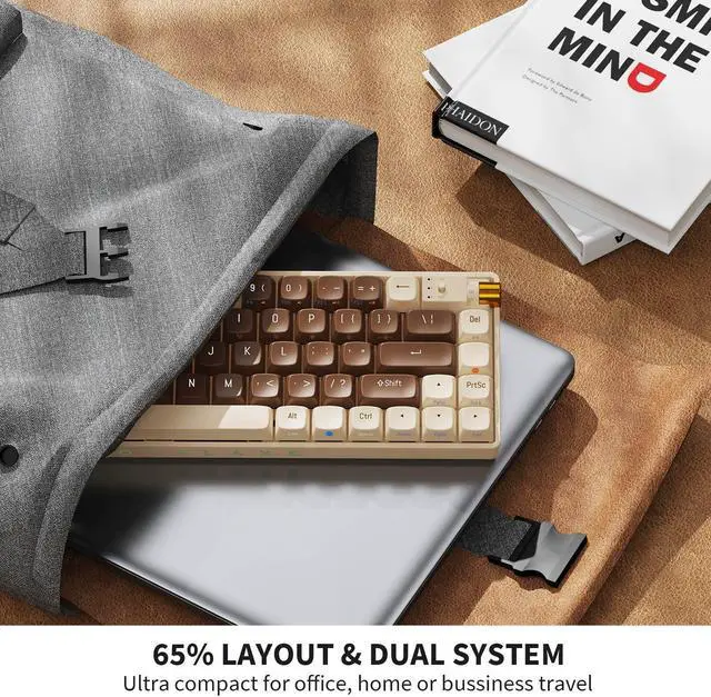 Alt view image 5 of 6 - ProtoArc X RoyalAxe R68 60 Percent Mechanical Keyboard, Gateron G Pro 3.0 Yellow Switch, Hot Swappable Wired/Bluetooth/2.4G Wireless Keyboard with RGB Light for Windows & Mac, PBT Keycaps