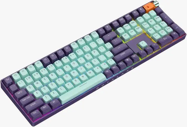Main image of ProtoArc X RoyalAxe R108 Mechanical Keyboard, Gateron G Pro 3.0 Yellow Switch, Hot Swappable Wired/Bluetooth/2.4G Wireless Keyboard with RGB Light for Windows & Mac, PBT Keycaps Starry Cyan