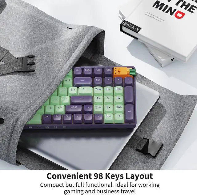 Alt view image 5 of 6 - ProtoArc X RoyalAxe R100 Mechanical Keyboard, Gateron G Pro 3.0 Yellow Switch, Hot Swappable Wired/Bluetooth/2.4G Wireless Keyboard with RGB Light for Windows & Mac, PBT Keycaps Starry Cyan