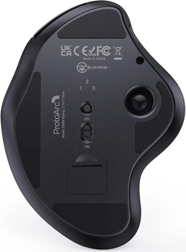 Alt view image 7 of 7 - ProtoArc Wireless Trackball Mouse, EM04 Ergonomic Bluetooth Rollerball Mouse Rechargeable Computer Laptop Mouse, Thumb Control & 3 Device Connection, Compatible with PC, iPad, Mac, Windows Purple