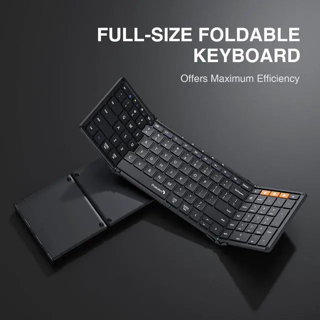 Alt view image 6 of 7 - ProtoArc Foldable Bluetooth Keyboard, XK01 Folding Wireless Portable Keyboard with Numeric Keypad, Full-Size Travel Keyboard for Windows iOS Android Tablet Smartphone Laptop PC, Black