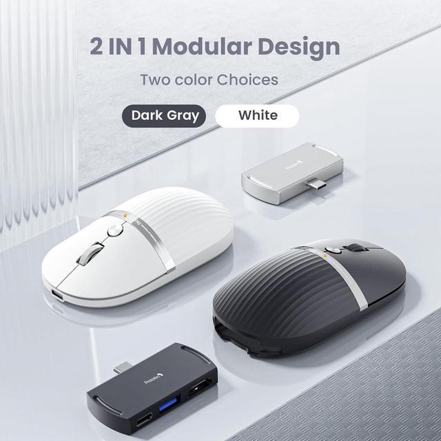 Alt view image 6 of 7 - ProtoArc USB C Wireless Bluetooth Mouse, Multi-Device HubMouse with Type C Hub Portable Silent Rechargeable Computer Laptop Mouse for iPad, PC, Tablet, MacBook, Surface Pro-Silver