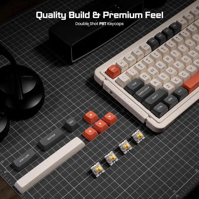 Alt view image 7 of 7 - ProtoArc X RoyalAxe L98 Mechanical Keyboard with 1.14 TFT LCD, Hot-swappable RGB Keyboard w/Gateron G Yellow Pro Switches, Bluetooth/2.4G/Wired, Gasket Structure, PBT Keycaps