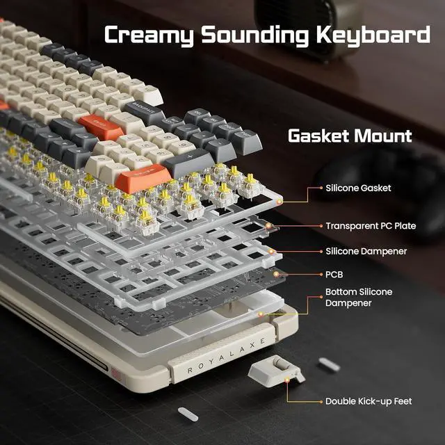 Alt view image 2 of 7 - ProtoArc X RoyalAxe L98 Mechanical Keyboard with 1.14 TFT LCD, Hot-swappable RGB Keyboard w/Gateron G Yellow Pro Switches, Bluetooth/2.4G/Wired, Gasket Structure, PBT Keycaps