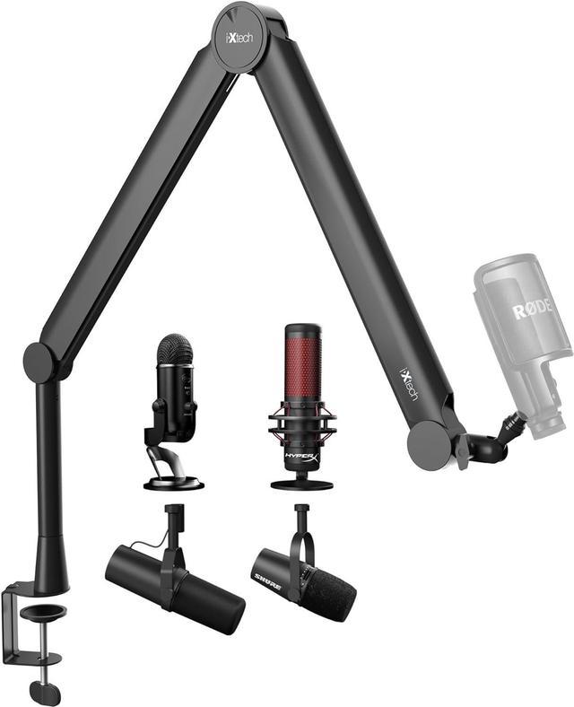 IXTECH Microphone Boom Arm with Desk Mount, 360° Rotatable, Adjustable and  Foldable Scissor Mounting for Podcast, Video Gaming, Radio and Studio