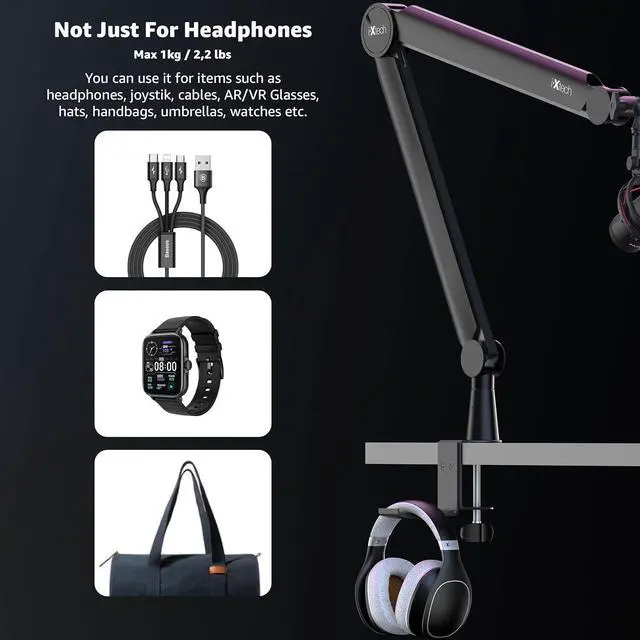 Alt view image 5 of 7 - IXTECH Mic Arm Boom Arm 360° Rotatable Microphone Boom Arm Mic Boom Arm with Desk Mount, Fully Adjustable, for Podcast, Video, Gaming, Radio, Studio Recording, Sturdy and Universal VALIANT Pro