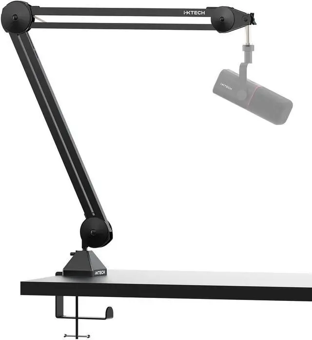 Main image of IXTECH Microphone Boom Arm Stand, Heavy Duty Adjustable Mic Stand with Cable Ties, Desk Mount Arm Stand for Gaming Streaming Podcasting Large