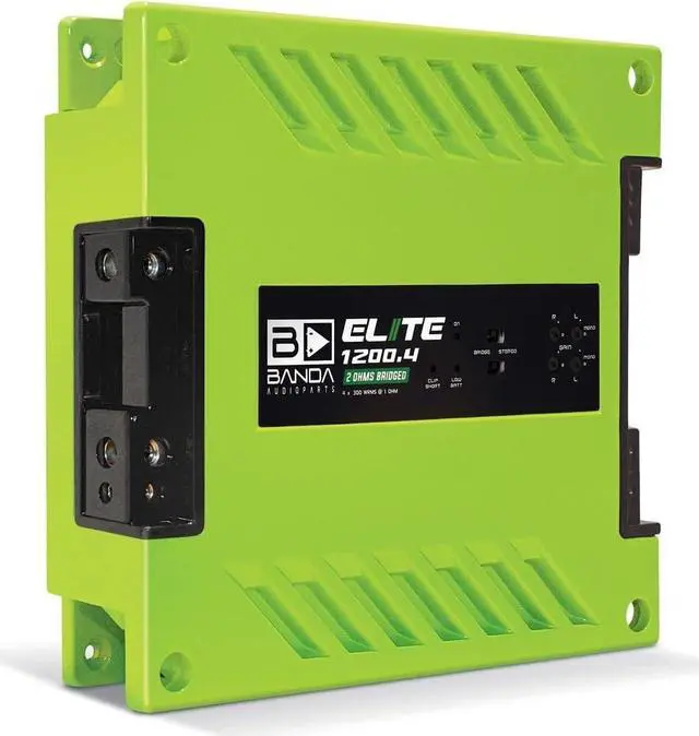 Alt view image 2 of 2 - 1200.4 1 ohms Four Channel 300 Watts Max @ 2 Ohm Car Audio Amplifier w/Highpass Filter and Low Pass Filter GREEN