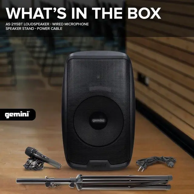Alt view image 14 of 20 - Gemini AS2115BT 15 inch 2000W Active Bluetooth Loudspeaker with Stand