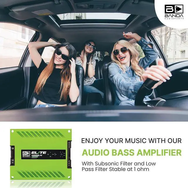 Alt view image 8 of 10 - GREEN ELITE 4000.4 Four Channel 1000 Watts Max @ 2 Ohm Car Audio Amplifier w/Highpass Filter and Low Pass Filter