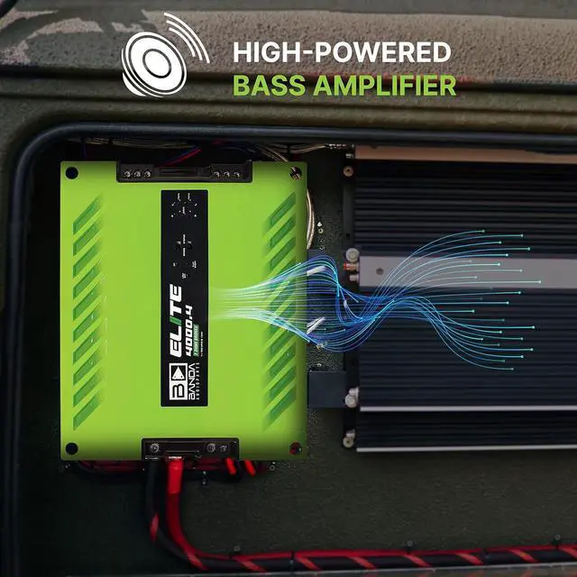 Alt view image 10 of 10 - GREEN ELITE 4000.4 Four Channel 1000 Watts Max @ 2 Ohm Car Audio Amplifier w/Highpass Filter and Low Pass Filter