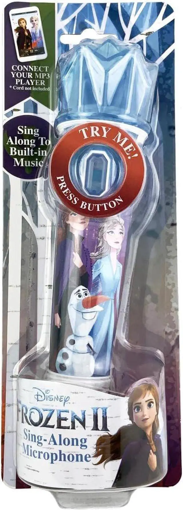 Alt view image 17 of 18 - Disney Frozen 2 Karaoke Sing Along Microphone For Kids, Built In Music, Flashing Lights, Pretend Mic, Toys For Kids Karaoke Machine, Blue