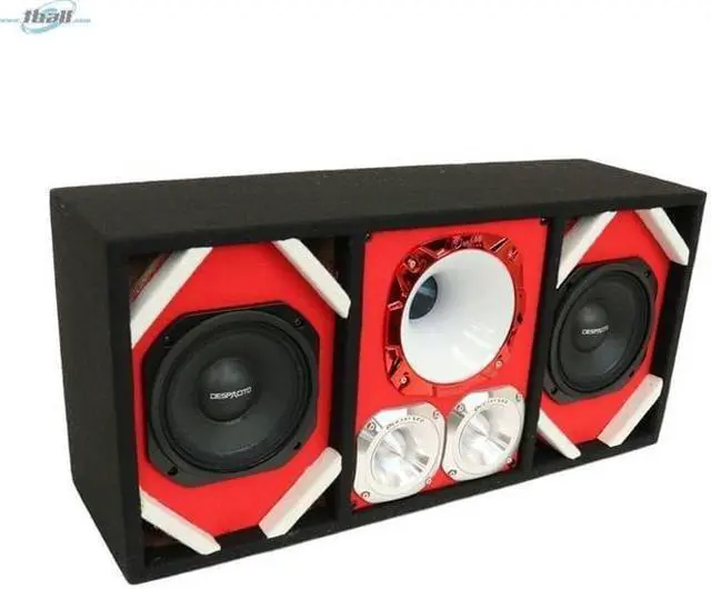 Alt view image 3 of 3 - Loaded Box withTwo Despacito Heavy Duty 6-in Woofers One Horn and withTwo Bullet Tweeters RED
