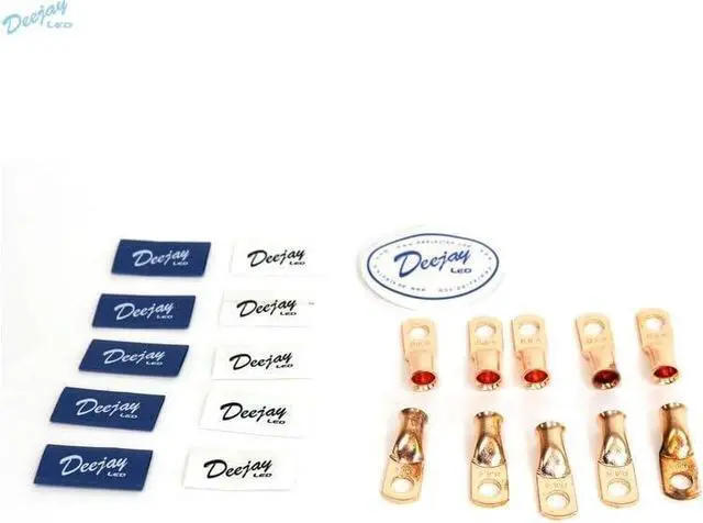 Alt view image 2 of 8 - DEEJAY LED TBH4GA10BLUEWHITE DJL 10-Pack Crimp Connector Style for 4 Gauge Wire Blue/White Tube Insulators