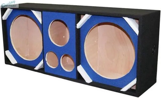 Alt view image 3 of 3 - Two 12in Woofers plus Two Tweeters and One Horn BLUE Empty Chuchera Speaker Enclosure