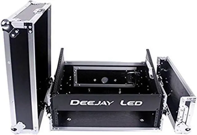 Alt view image 6 of 6 - Fly Drive Case 8u Space Slant Mixer Rack / 2 u Space Vertical Rack System with Full AC Door