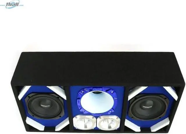 Alt view image 3 of 3 - Loaded Box withTwo Despacito Heavy Duty 6-in Woofers One Horn and withTwo Bullet Tweeters BLUE