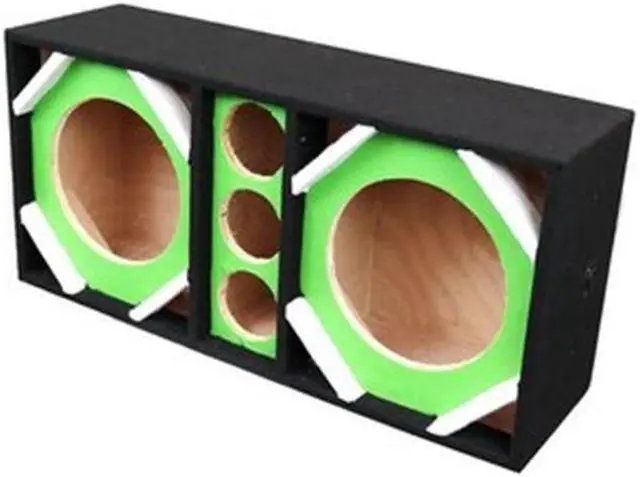Alt view image 3 of 3 - Two 10-in Woofers plus Three Tweeters Vinyl Green Empty Chuchera Speaker Enclosure