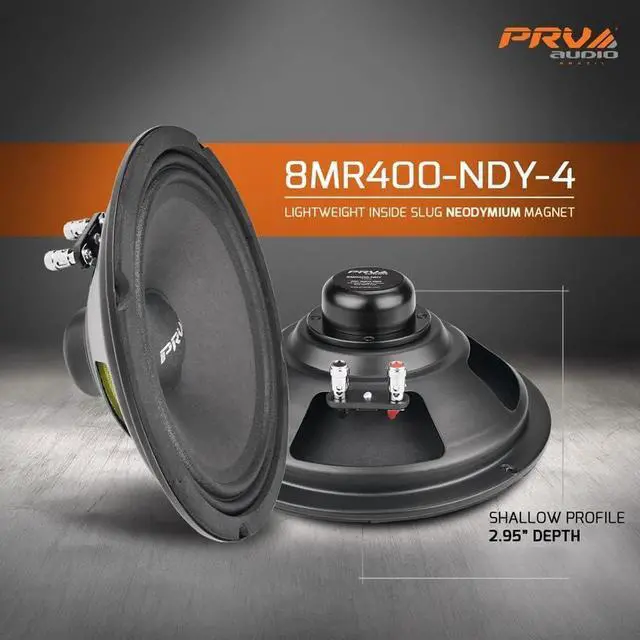 Alt view image 5 of 8 - prv audio 8 inch midrange speaker 8mr400-ndy-4, 400 watts max program power, neodymium, 4 ohm, 200 watts rms power, 94 db, mid range loudspeaker fo pro car audio (single)